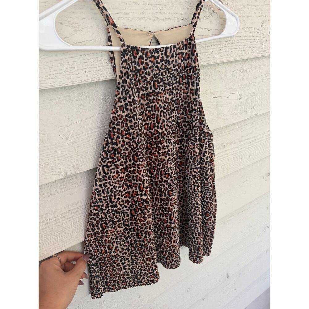 Anthropologie Sunday in Brooklyn Leopard Print Pleated Tank Top Size S Flowy - Picture 3 of 6